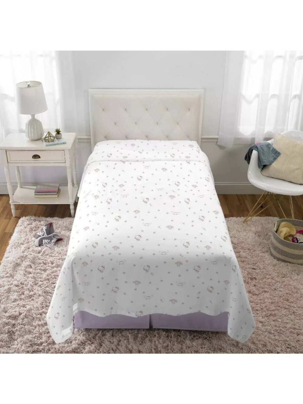 Hello Kitty Character & Logo Print 100% Microfiber Twin Size Flat Sheet ONLY
